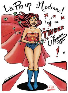 Carte humour La pin up moderne est une tinder woman